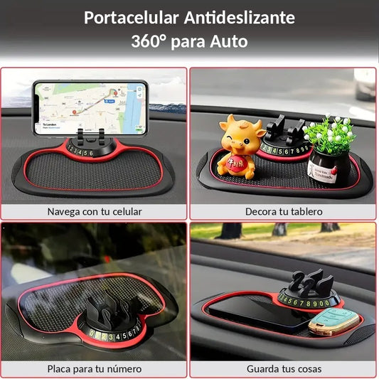 Portacelular Antideslizante 360° para Auto